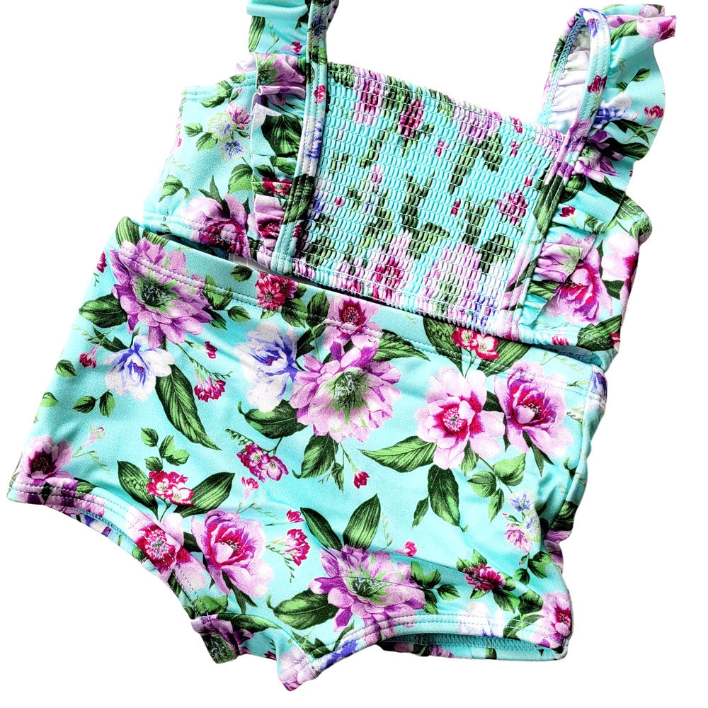 New Janie & Jack 18-24 Months Floral Smocked Ruffle Two Piece Swimsuit NWT